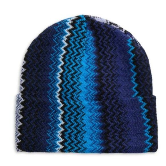 Missoni Zig-Zag Tonal Wool-Blend Beanie Blue - Picture 1 of 6
